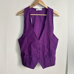 Design by Olivia Sleeveless Purple V Neck Dressy Casual Tuxedo Suit Vest Sz 1XL